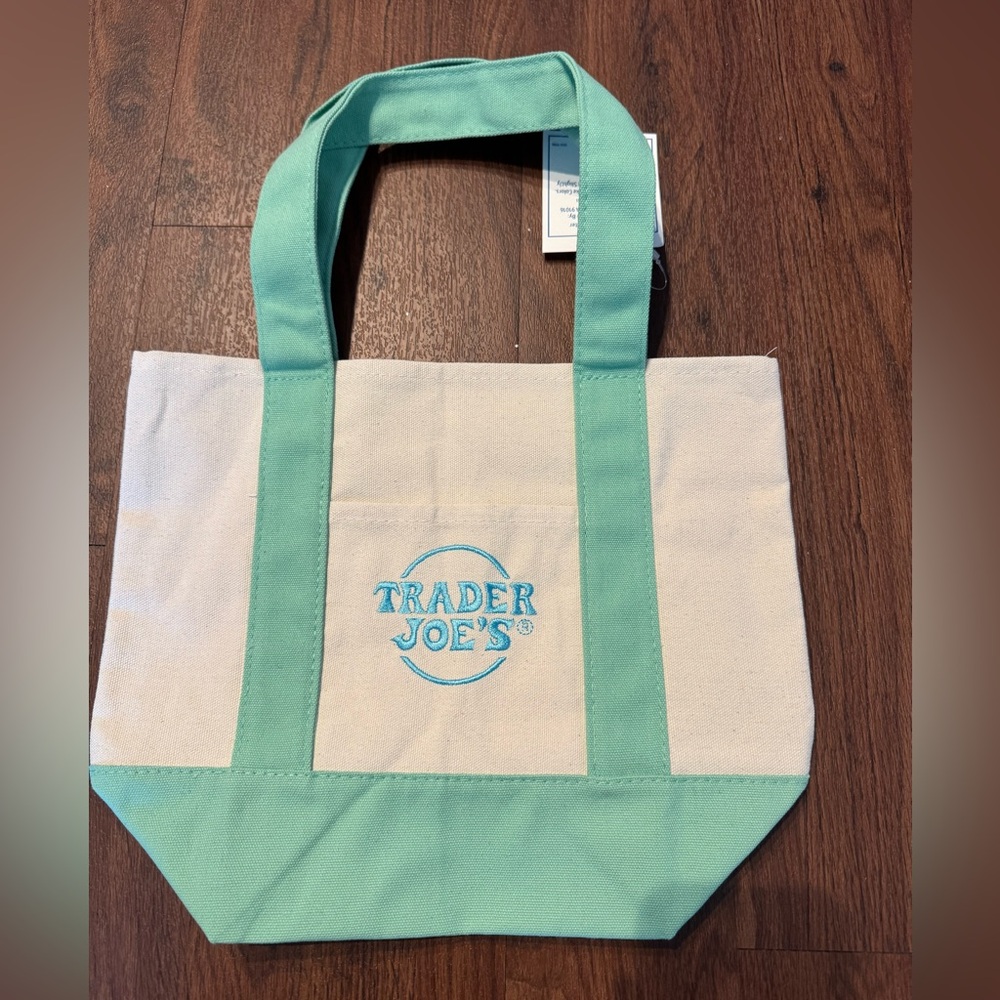 Trader Joe’s Pastel Cream and Green Mini Tote Bag